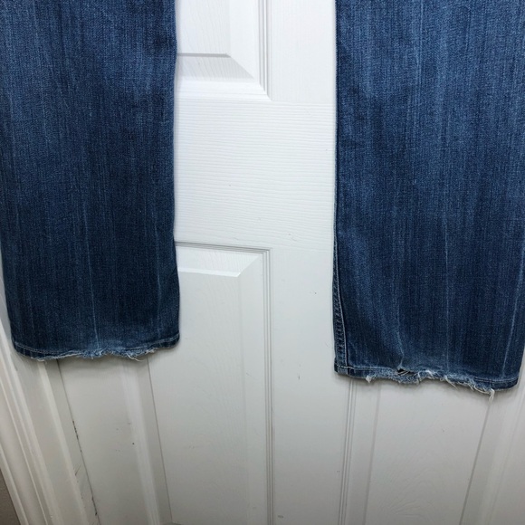 Vigoss Collections Cotton Bled Blue Wash Ripped Distress Mid Rise Boot Jeans 11 - Picture 7 of 16